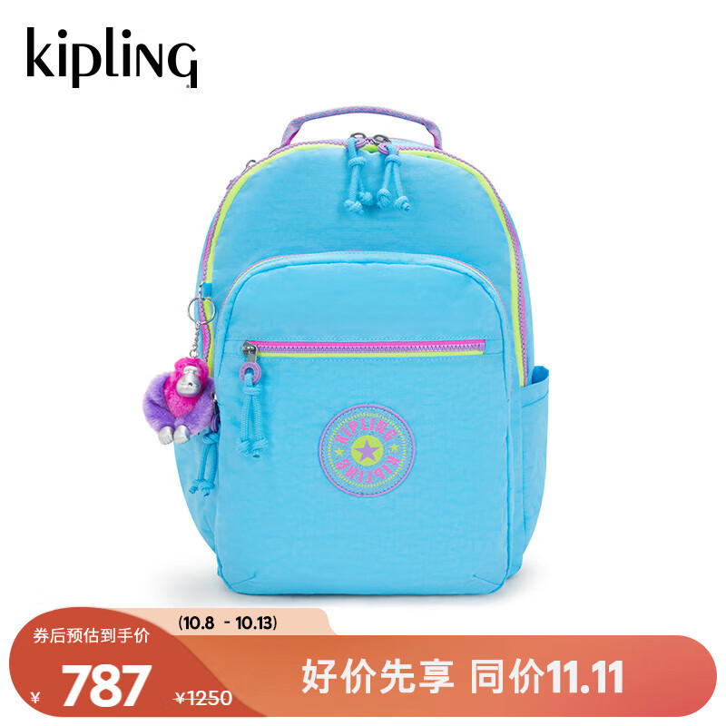 kipling 凯普林 24年秋冬男女款书包大容量双肩包15.6寸电脑包|SEOUL 蓝色FUN 787