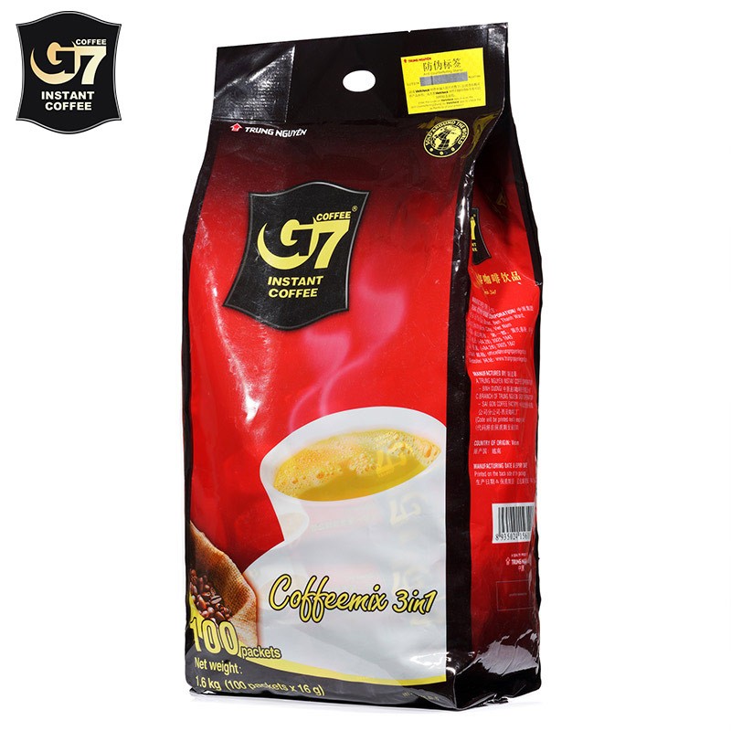 PLUS会员：G7 COFFEE 中原咖啡 三合一速溶咖啡粉1600g 丝滑醇厚(16gx100条） 65.53