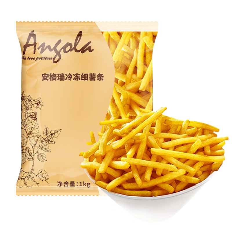 PLUS会员、需凑单：安格瑞 Angola 冷冻1/4细薯条 1kg*6件 53.94元+凑单（合8.99元/