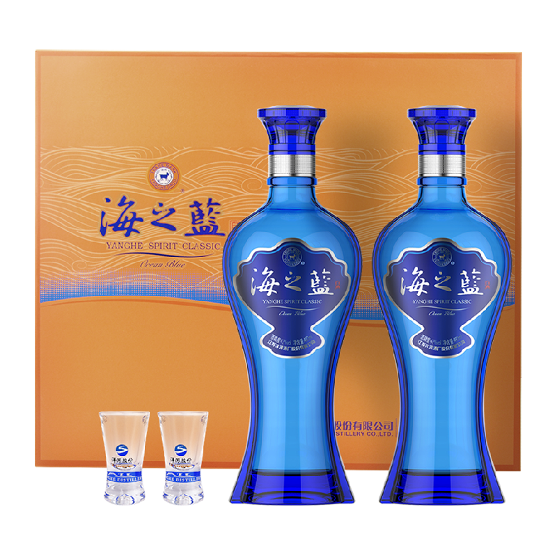 YANGHE 洋河 海之蓝 蓝色经典 42%vol 浓香型白酒 480ml*2瓶 礼盒装 ￥212.8