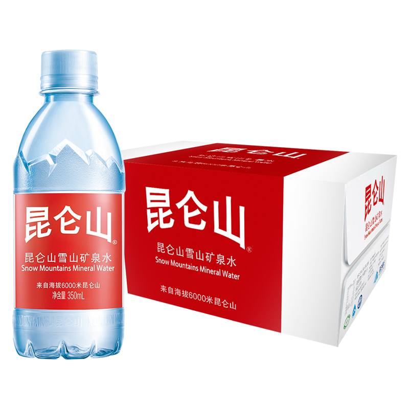 需首购礼金、PLUS会员：昆仑山 雪山矿泉水 350ml*24瓶/箱*4件 149.32元免邮（合3