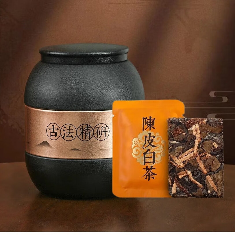 香彻 陈皮 白茶 特级寿眉散茶一片一泡装罐装200g ￥59