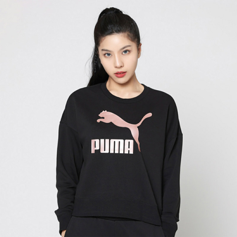 PUMA 彪马 大Logo印花圆领套头卫衣 女款 黑色2PU53527601 135元（需用券）