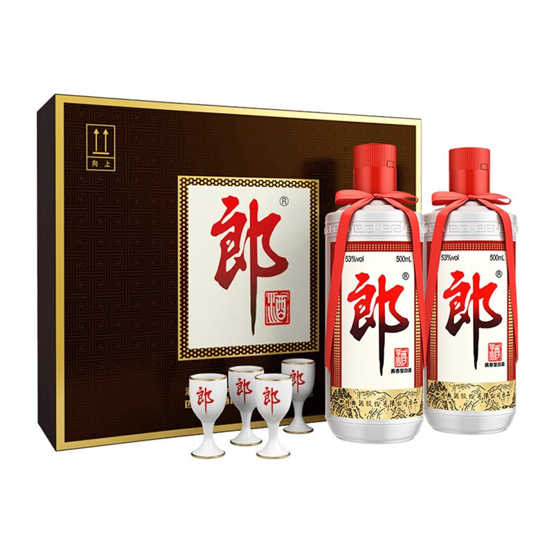 LANGJIU 郎酒 郎牌郎酒 酱香型白酒 53度 500ml*2瓶 礼盒装 年货送礼 396.55元