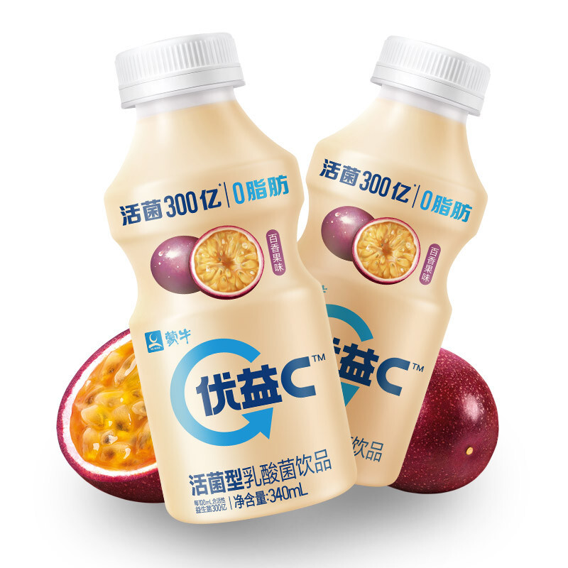 MENGNIU 蒙牛 优益C0脂活性益生菌乳酸菌饮料百香果味330ml*4 冷藏饮料饮品 11.1