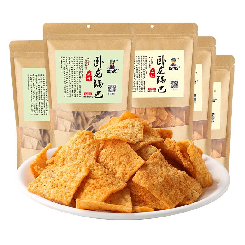 88VIP：卧龙食品 卧龙休闲食品老灶锅巴100g*5膨化小零食家庭装非遗锅巴 6.97