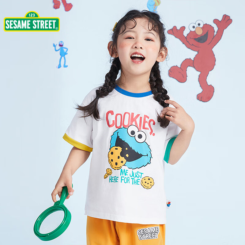 SESAME STREET 芝麻街童装女童短袖t恤夏装衣服女大童半袖上衣儿童夏季t恤 ZT232