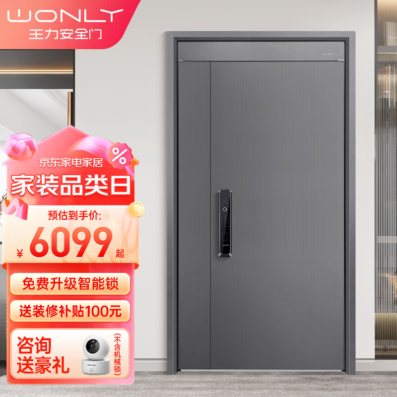 WONLY 王力 入户门A100子母门+XD107 A100子母门+XD107（免费升级） 4606.16元（需用