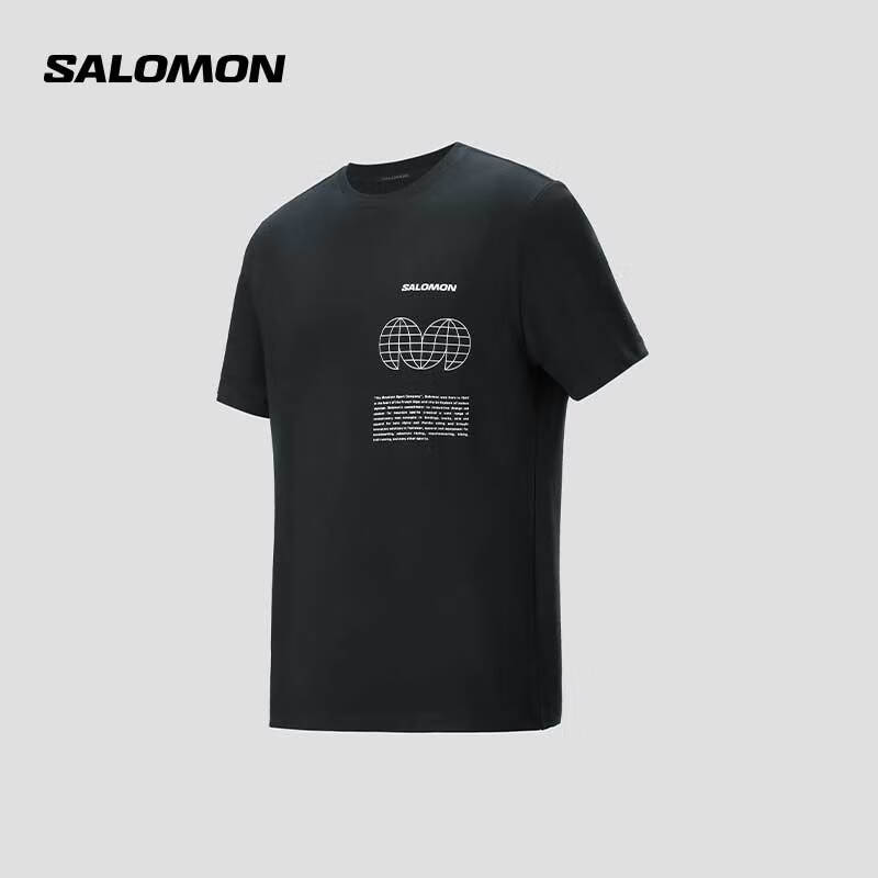 salomon 萨洛蒙 男款 户外运动印花舒适透气短袖T恤 SAL GLOBE GRAPHIC SS TEE 深黑色