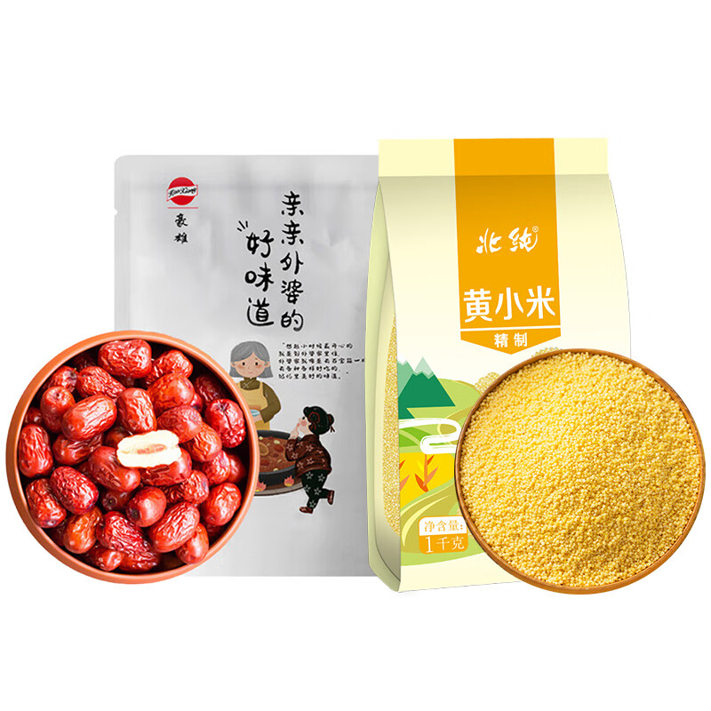 BeiChun 北纯 煮粥伴侣套餐（黄小米1kg+若羌灰枣100g） 1.9元（需用券）