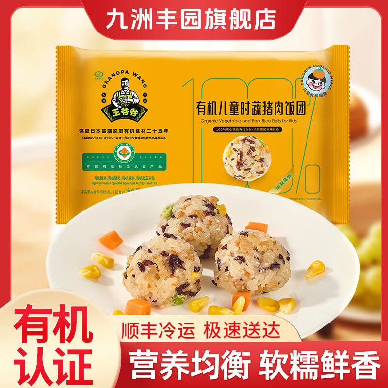 九洲丰园 有机儿童时蔬猪肉饭团240g(8只)*4 16.27元（需买4件，需用券）