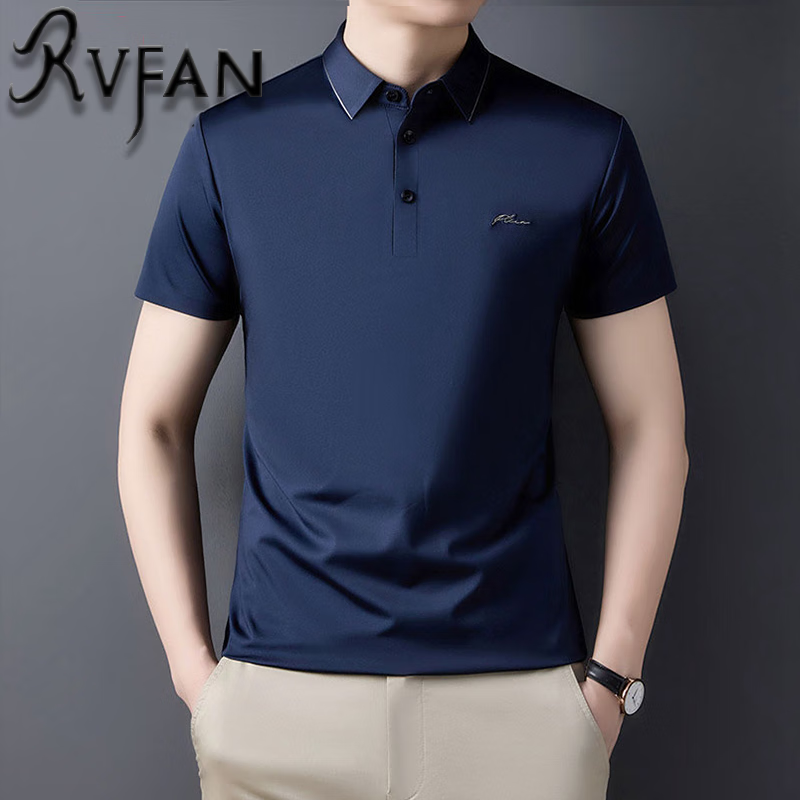 RVFAN 翻领短袖T恤男夏季商务休闲通勤上衣服饰高档男装polo打底衫 78.01元（