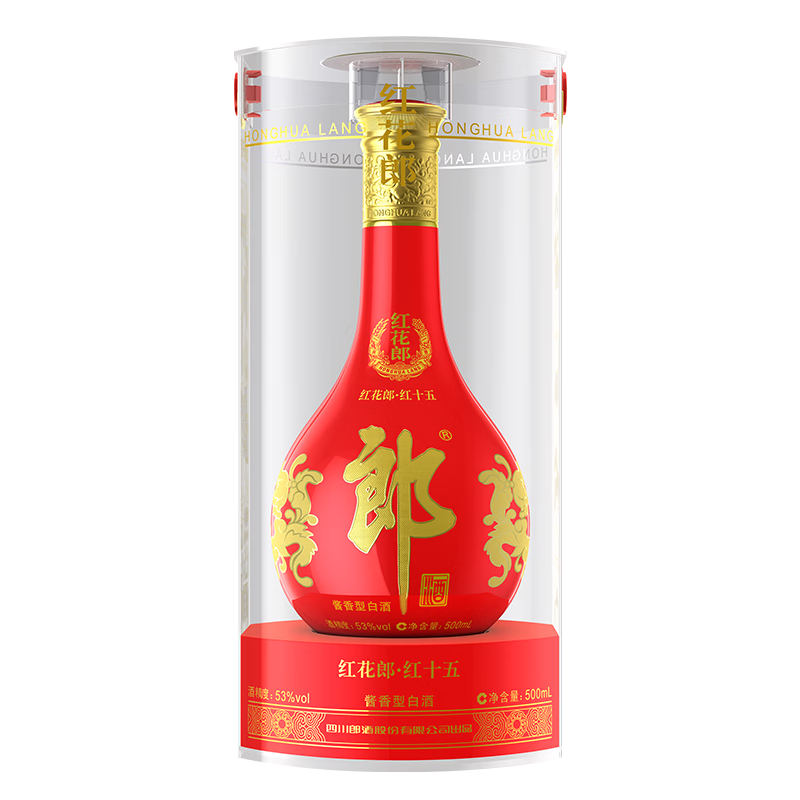 郎酒 红花郎十五 酱香型白酒 53度 500mL *2件 769元（需领券）