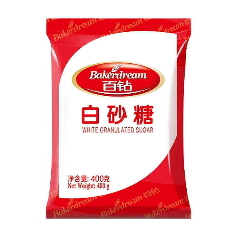 双11狂欢、PLUS会员：百钻 白砂糖 400g*5件 19.75元包邮（合3.95元/件）