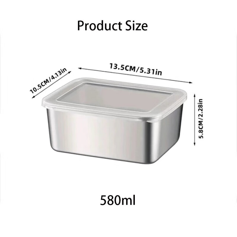 不锈钢保鲜盒带盖 3个装 13.5*5.5*10.5cm 9.61元