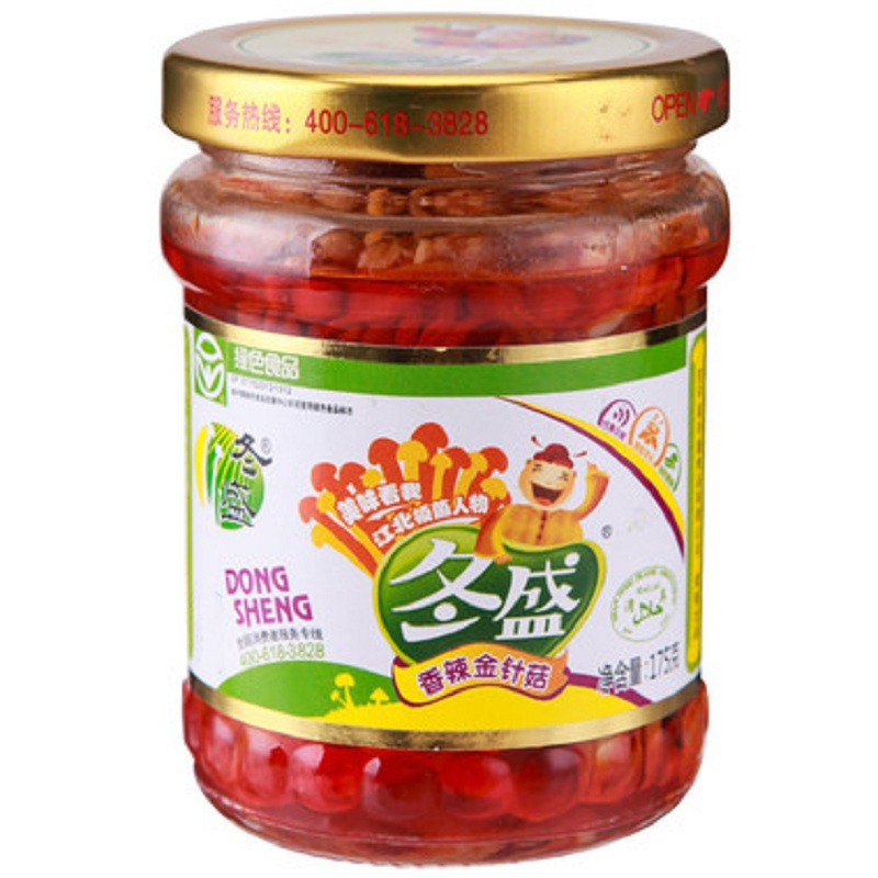 冬盛 下饭菜 麻辣零食小吃 香辣金针菇175g*6瓶/箱 34.04元（需用券）