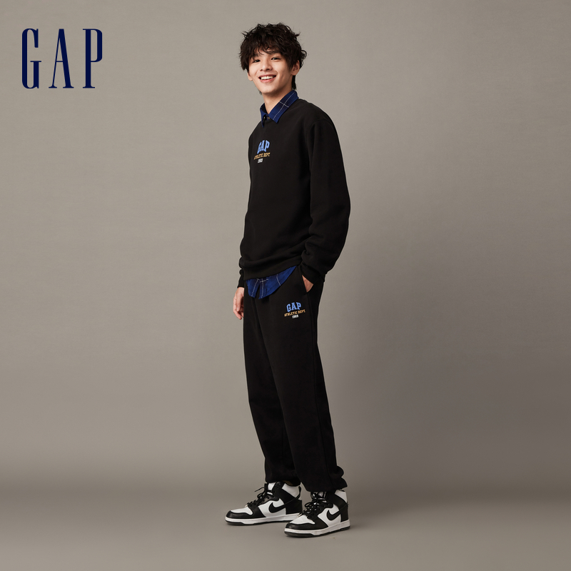 Gap 盖璞 男装冬季新款LOGO碳素软磨抓绒保暖卫裤宽松束脚长裤841205 217.55元（