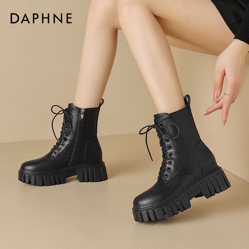 DAPHNE 达芙妮 时尚马丁靴女20百搭靴子加绒工装靴休闲短靴单靴 69元（需用券