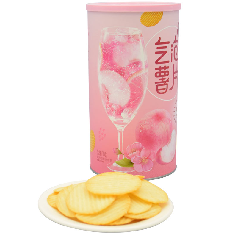 88VIP：品冠園 氣泡薯片白桃味108g休閑膨化食品網(wǎng)紅零食爆款小吃好吃的 3.7