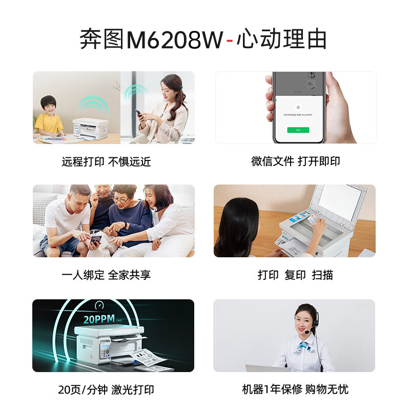 PANTUM 奔图 M6208W 黑白激光打印一体机 799元（需用券）