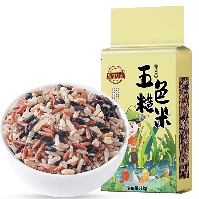 PLUS会员：品冠膳食 五色糙米(黑米红米糙米燕麦米荞麦米) 1kg (2斤装) 6.85元