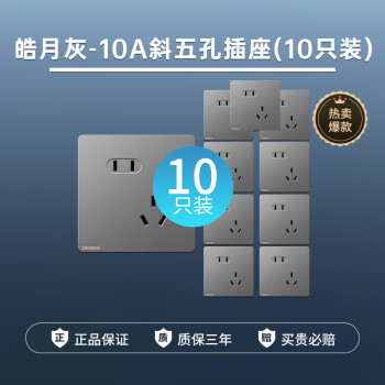 SIEMENS 西门子 皓彩系列皓月灰 灰色 T 10A斜五孔插座(新国标) 10只装 ￥94