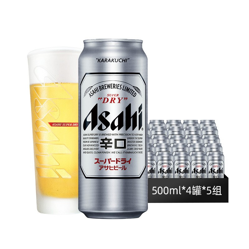 Asahi 朝日啤酒 朝日Asahi朝日超爽生啤酒 500ml*12听 10.9度 整箱装 74.26元