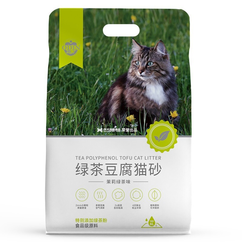 ODIN 奥丁 绿茶豆腐猫砂10kg低尘结团除臭不沾底可冲厕所猫咪用品2.5kg*4袋 69