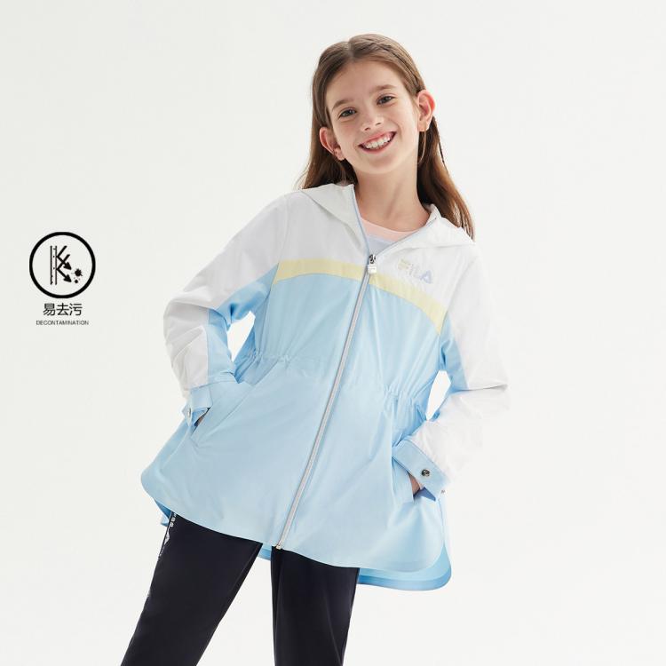 FILA 斐乐 女中大童（130-165）儿童外套女童连帽宽松休闲梭织外套 379元