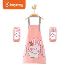 Babyprints 儿童围裙宝宝罩衣小孩画画反穿衣防水防脏带袖套 粉小兔 均码 26.9