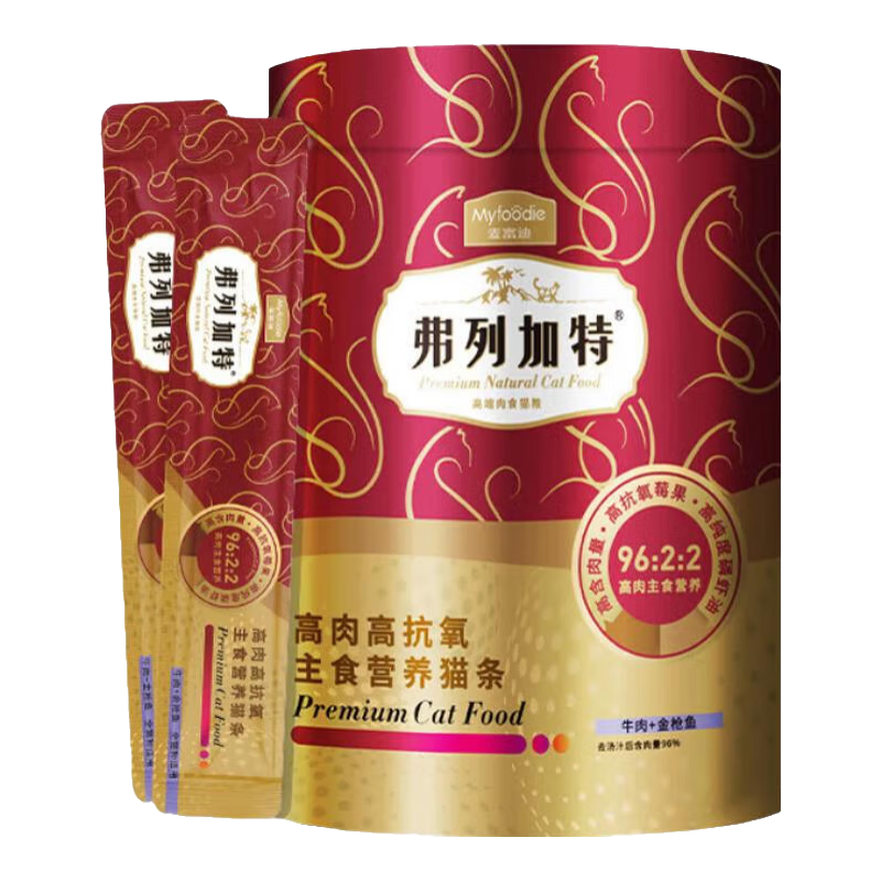 PLUS会员：FREGATE弗列加特 猫条 随机口味15g*60支（送9支猫条+冻干45g） 112.55元