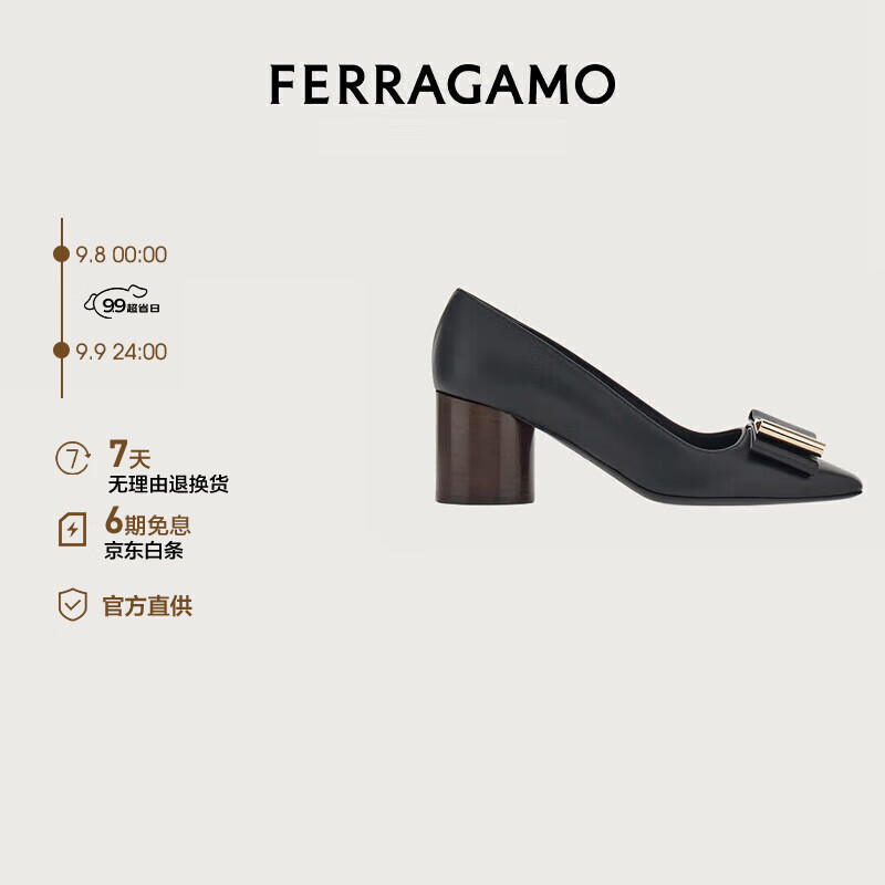 Salvatore Ferragamo 菲拉格慕 Ferragamo）女士黑色双蝴蝶结高跟鞋 0763168_1D _100 3110