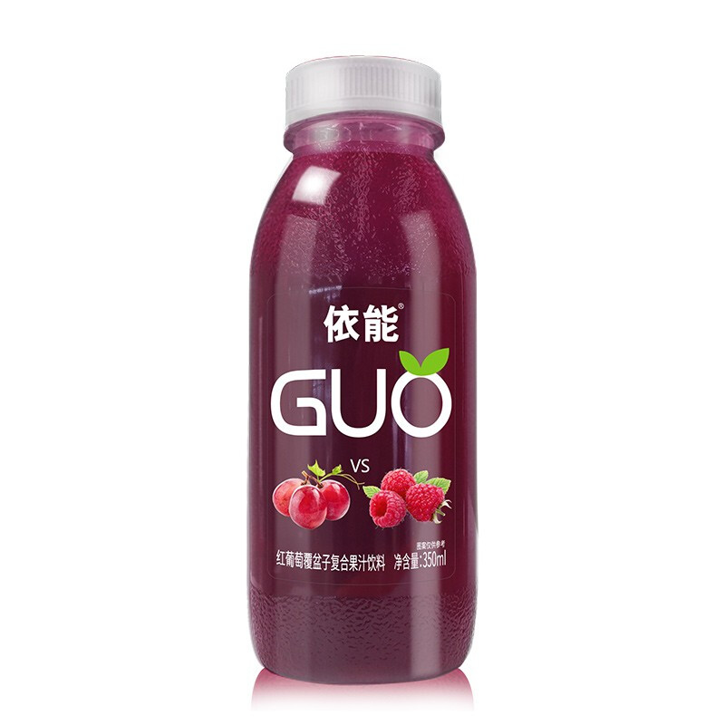 yineng 依能 GUO 红葡萄+覆盆子果汁 复合味饮料 350ml*15瓶 年货节礼盒整箱装 32.