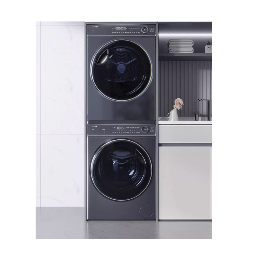 Haier 海尔 云溪系列 XQG100-BD14376LU1+HGY100-F376U1 热泵洗烘套装 极夜灰 8498元（需