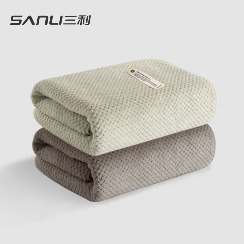 SANLI 三利 A类菠萝格洗脸面巾 35*75cm 灰色+绿色 11.9元包邮（需用券）