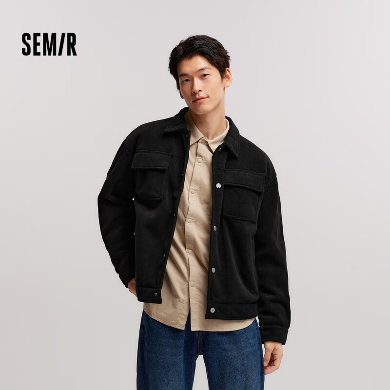 Semir 森马 外套男冬季雪尼尔绒感夹克潮流肌理感工装上衣小宽松101723108102 17