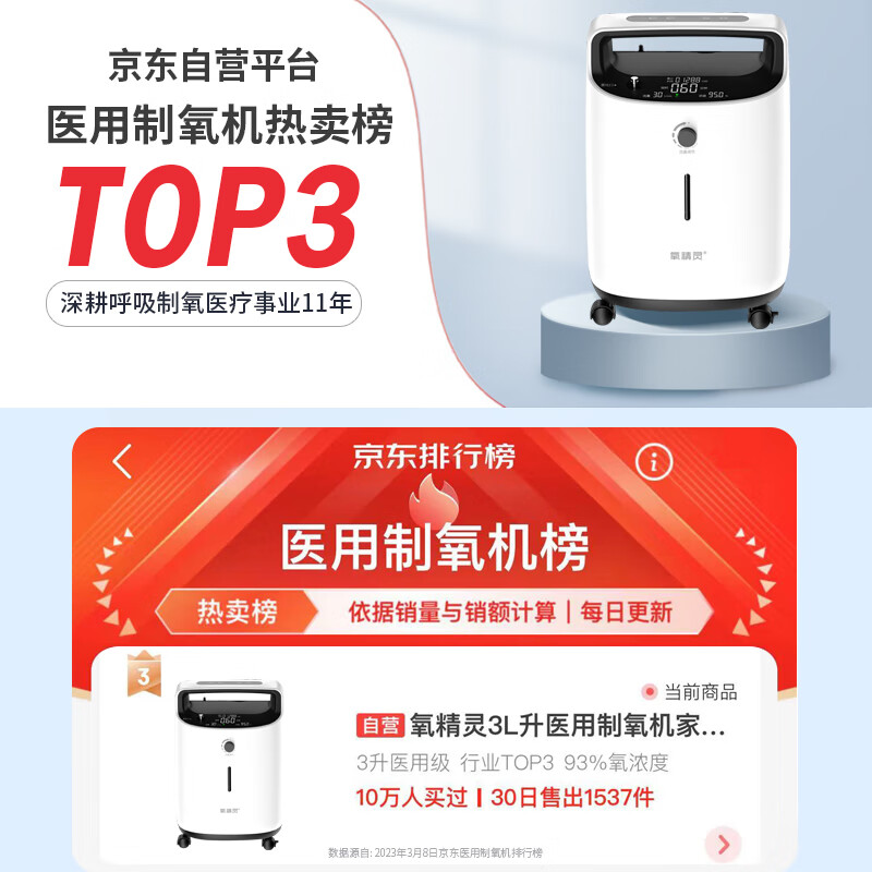 专业医用级、值选：QXYGEN ELVES 氧精灵 医用制氧机 3L经典雾化款 1142元