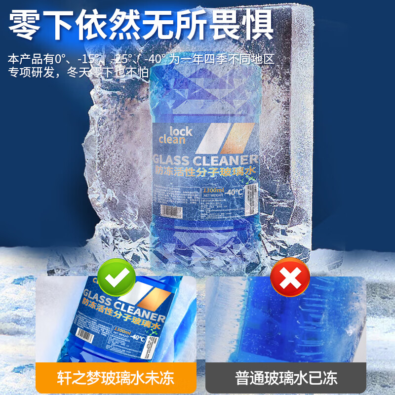 LOCKCLEAN 汽车防冻玻璃水冬季零下40度专用去油膜镀膜驱水融雪去污清洁剂 0