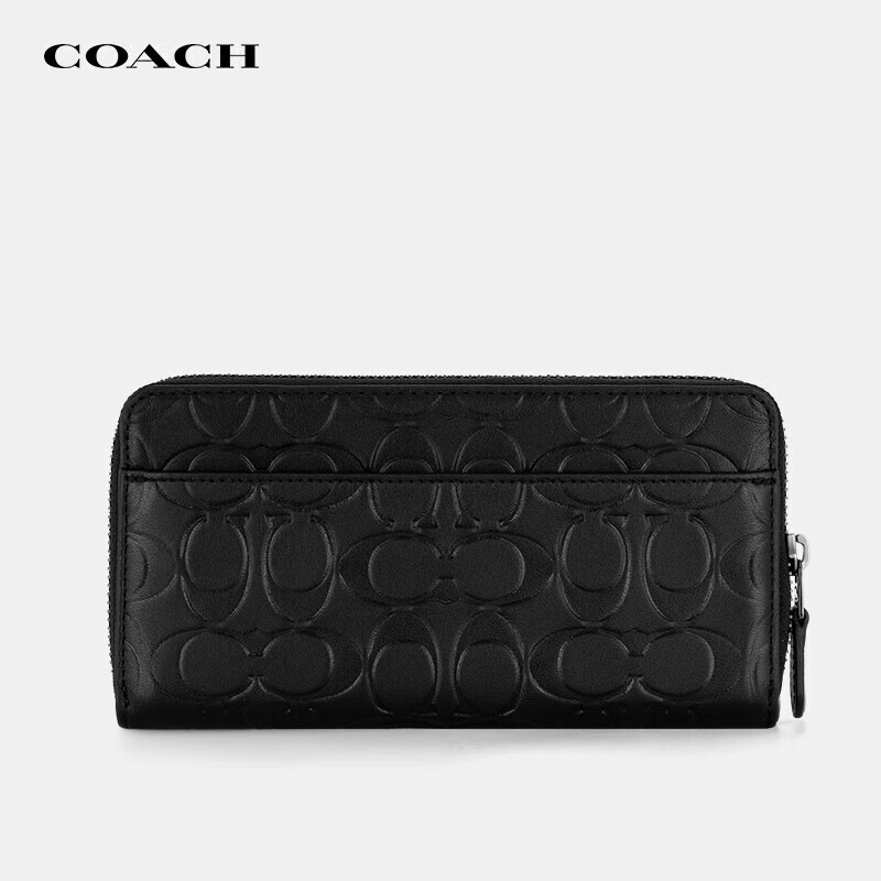 COACH 蔻驰 老花长款钱包手拿包 黑色皮革 644.15元包邮（需用券）