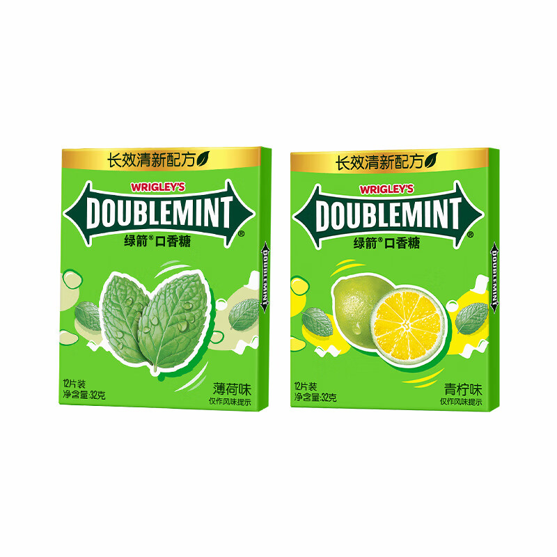 DOUBLEMINT 绿箭 口香糖 金装原味薄荷12片 32g 1盒 1.5元（需用券）