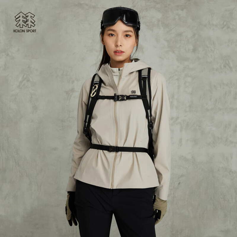 KOLON SPORT 可隆女户外运动休闲软壳夹克防泼水防风透湿外套 深米色DE XL 1513.4