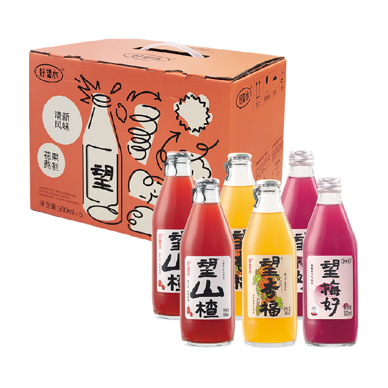 HOPE WATER 好望水 果汁气泡水综合口味礼盒300ml*6果味饮料山楂梅好杏福 ￥24.07