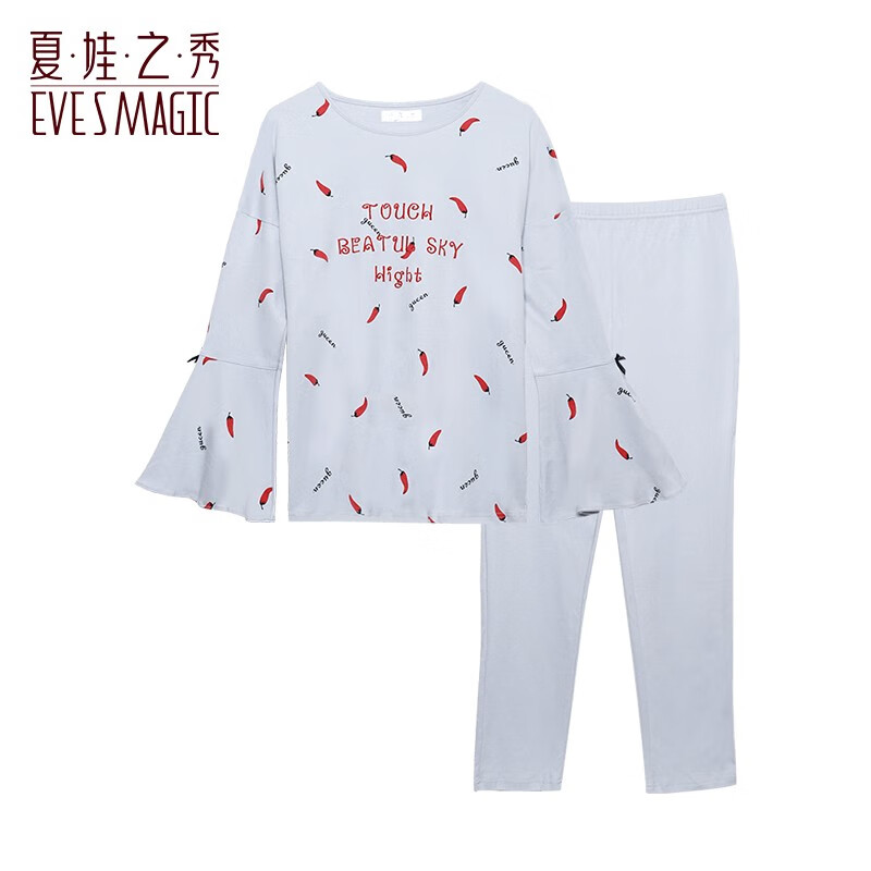 EVE'S MAGIC 夏.娃.之.秀 睡衣女纯色透气套装百搭舒适休闲可外穿简约家居服套