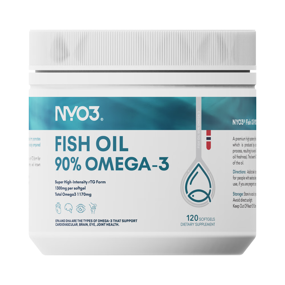 NYO3 90﹪高纯度rTG深海鱼油胶囊 1170mg Omega-3 120粒 158.55元