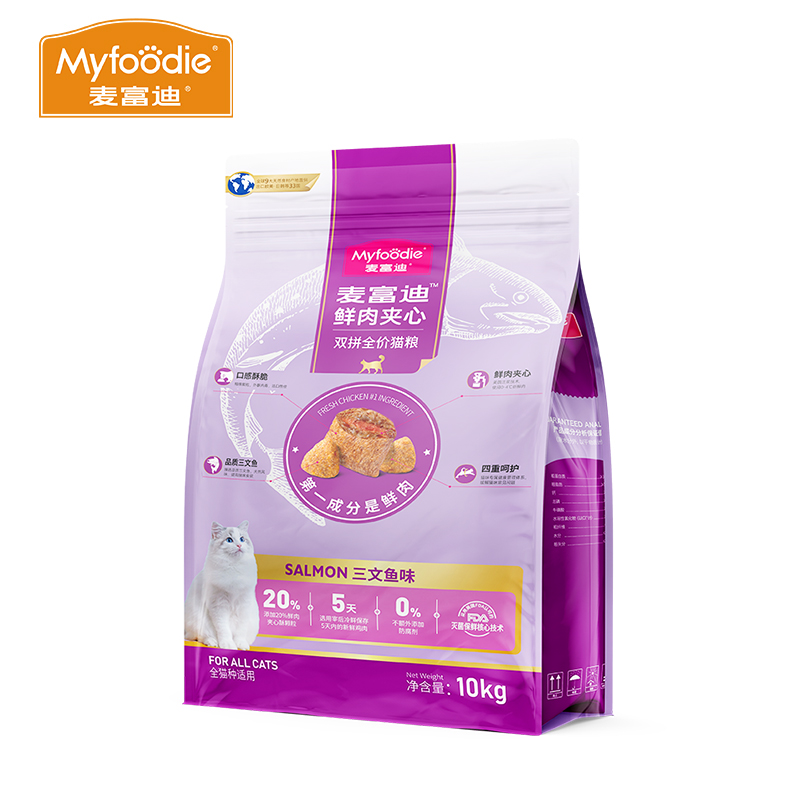 Myfoodie 麦富迪 三文鱼鲜肉夹心成猫幼猫通用猫粮 10kg 173.55元（需用券）