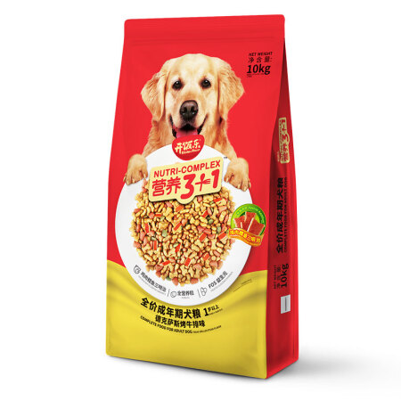 KitchenFlavor 开饭乐 狗粮 营养3+1鳕鱼片牛排味 10kg 145.05元（需用券）