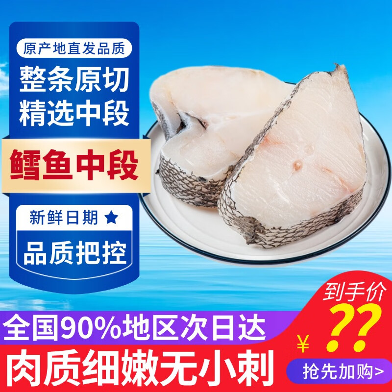 蟹君宝 深海冷冻鳕鱼块 切片中段鳕鱼片 500g *1袋 14.9元（需用券）