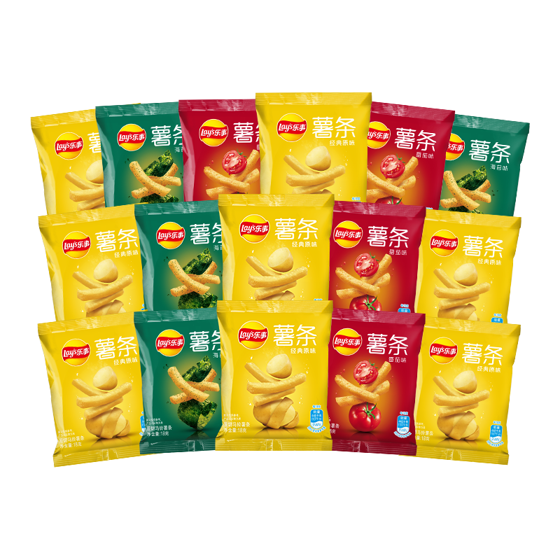 再降价、plus会员：乐事（Lays）薯条混合16包（原味+番茄味+海苔味） 288g＊2