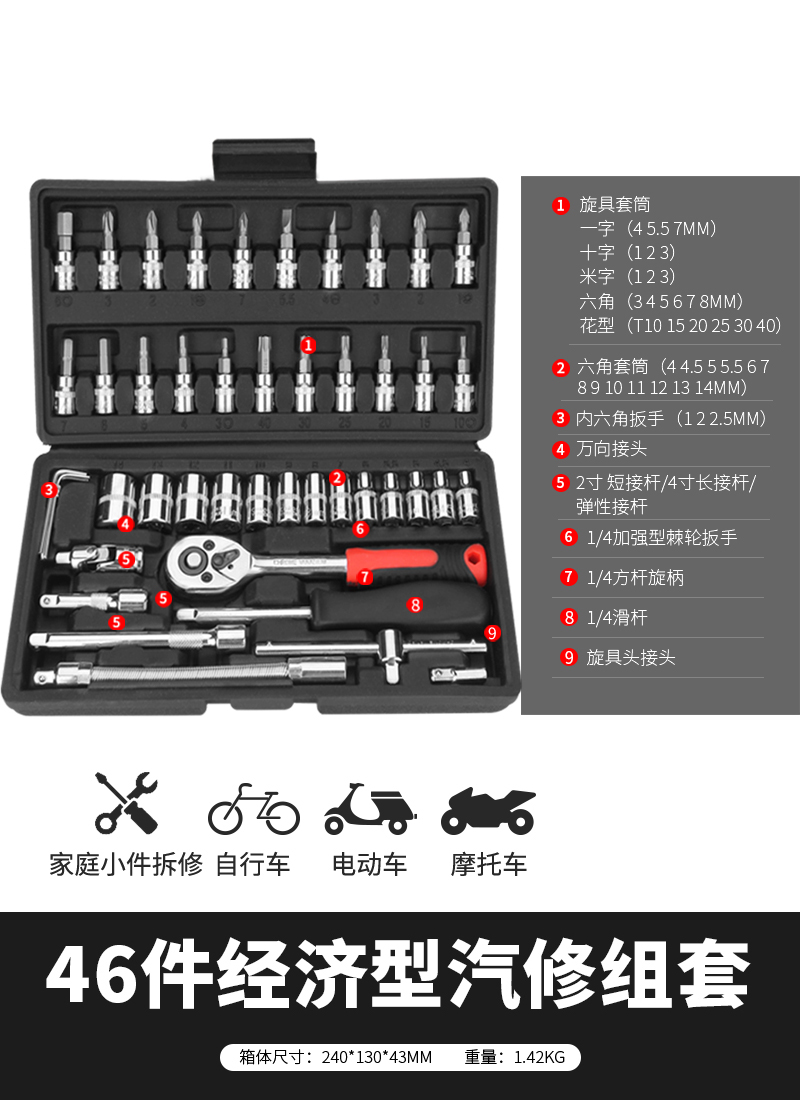 GREENER 绿林 工具 汽修工具套装 128件套 23.8元（需用券）