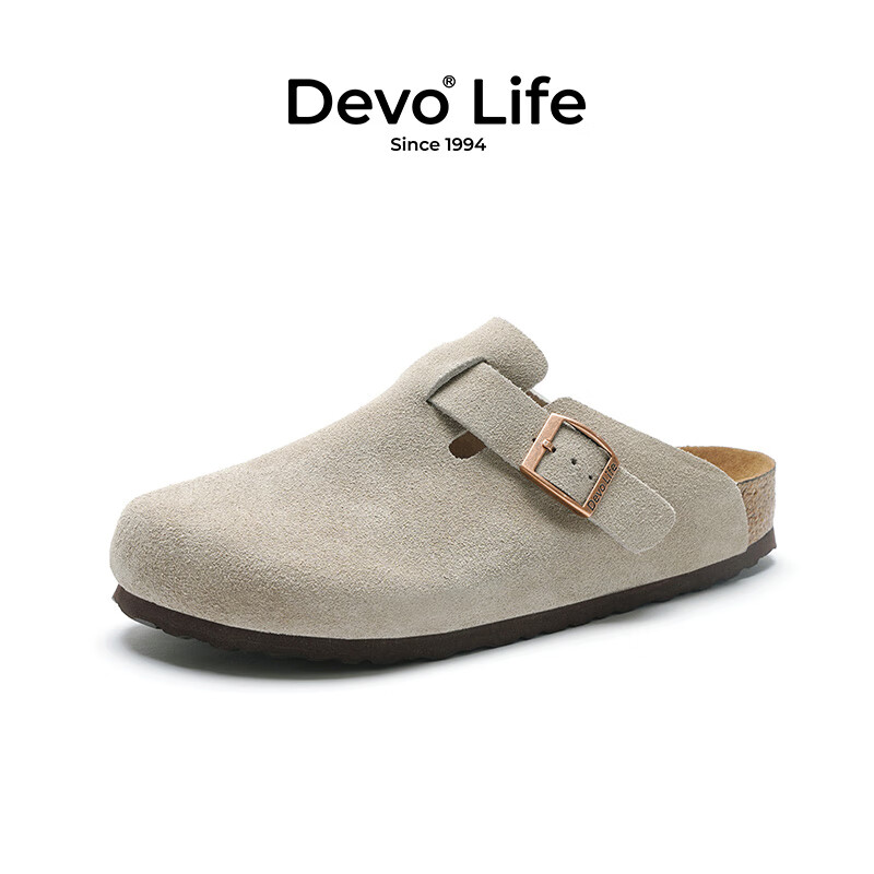 Devo 的沃 Life的沃软木鞋 真牛皮 3624 灰色反绒皮 237.01元（需用券）